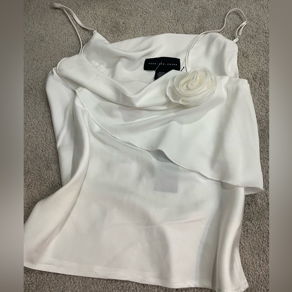 NWT Know One Cares || Asymmetric Rosette Camisole in red Satin Nordstroms XS/S - Picture 1 of 9